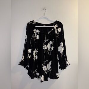 Black Floral Blouse